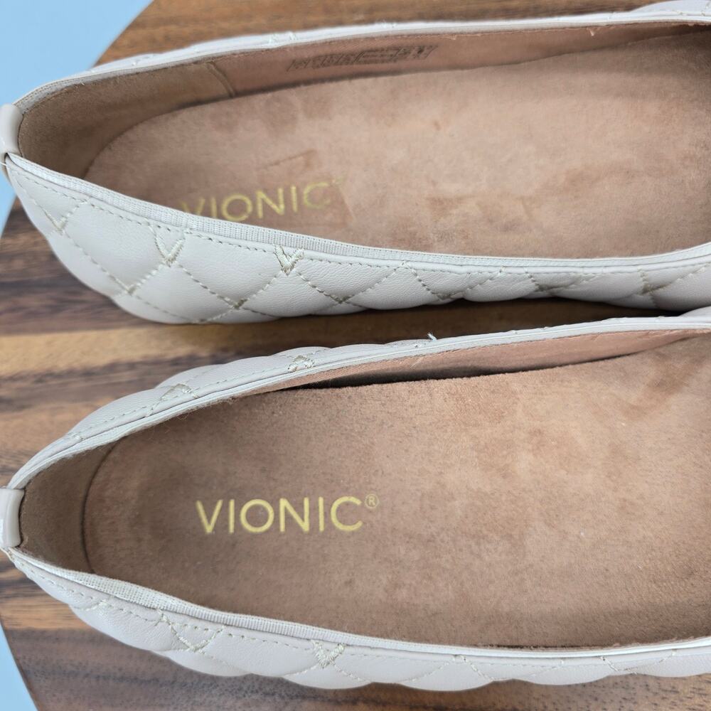 Vionic Desiree Shoes Womens 9 Nude Beige Leather Quilted Ballet Flats Comfort - Picture 6 of 8